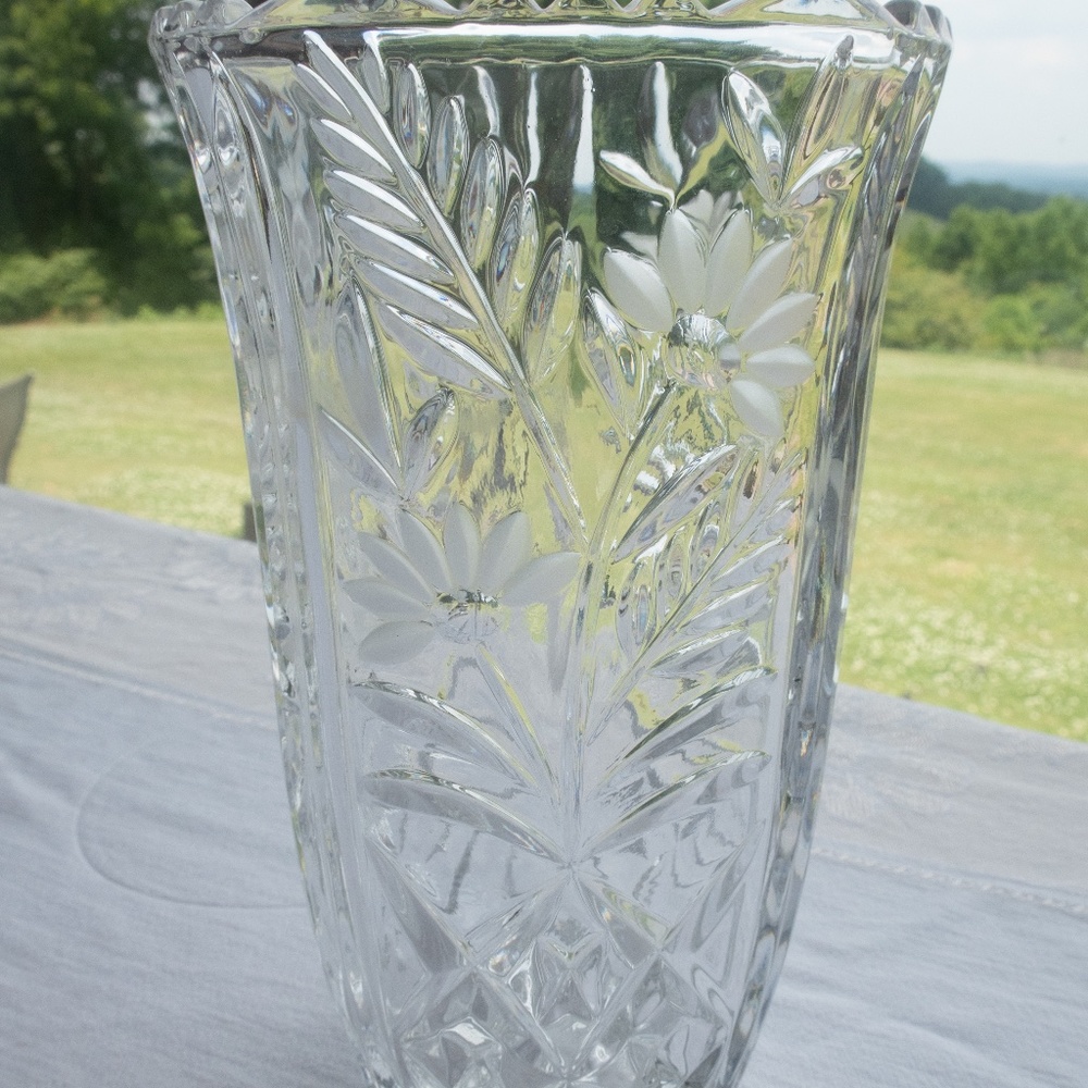 Crystal Flower Vase By Anna Hutte, Vintage - Picture 5 of 12